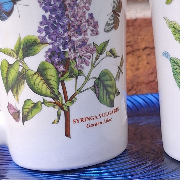 Butterfly Garden Mugs Lilac Blue Purple Dragonfly Foxglove Matching Pair Set 2 - Picture 15 of 17